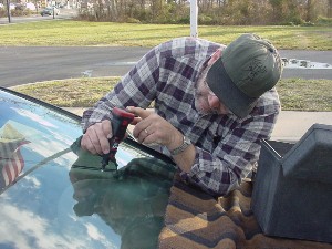 A small hole is drilled to allow air to be removed, and epoxy to be injected