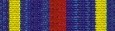 Air Force Training Ribbon - This ribbon was authorized by the Chief of Staff, U.S. Air Force on Oct. 12, 1980. It is awarded to U.S. Air Force service members on completion of initial accession training after Aug. 14, 1974. The ribbon was designed by the Institute of Heraldry. The ribbon has a wide center stripe of red, flanked on either side by a wide stripe of dark blue and a narrow yellow stripe edged by a narrow dark blue stripe. Authorized Device: Oak Leaf Cluster.